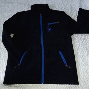 Spyder jacket with zip, boy size S (8), black with royal blue trims